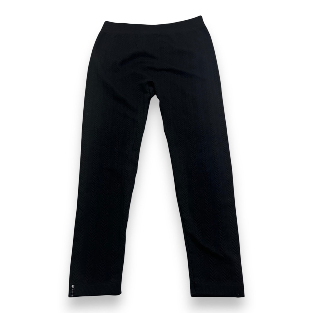 Nautica Leggings Chevron Pointelle Knit Textured Slim Womens Black L/XL
